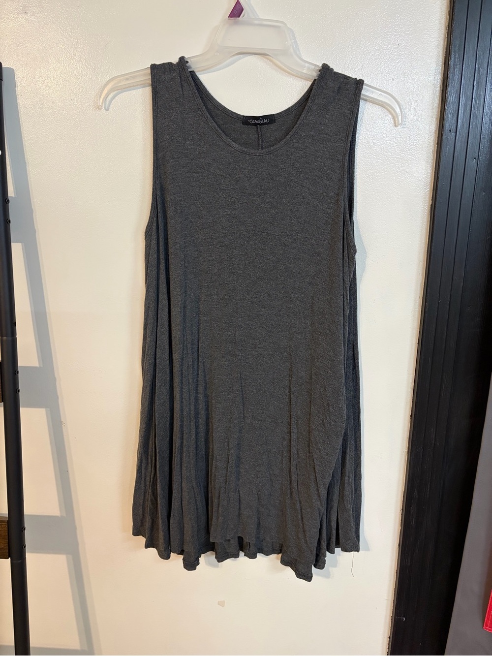 Sleeveless Swing Midi Dress in Charcoal Gray